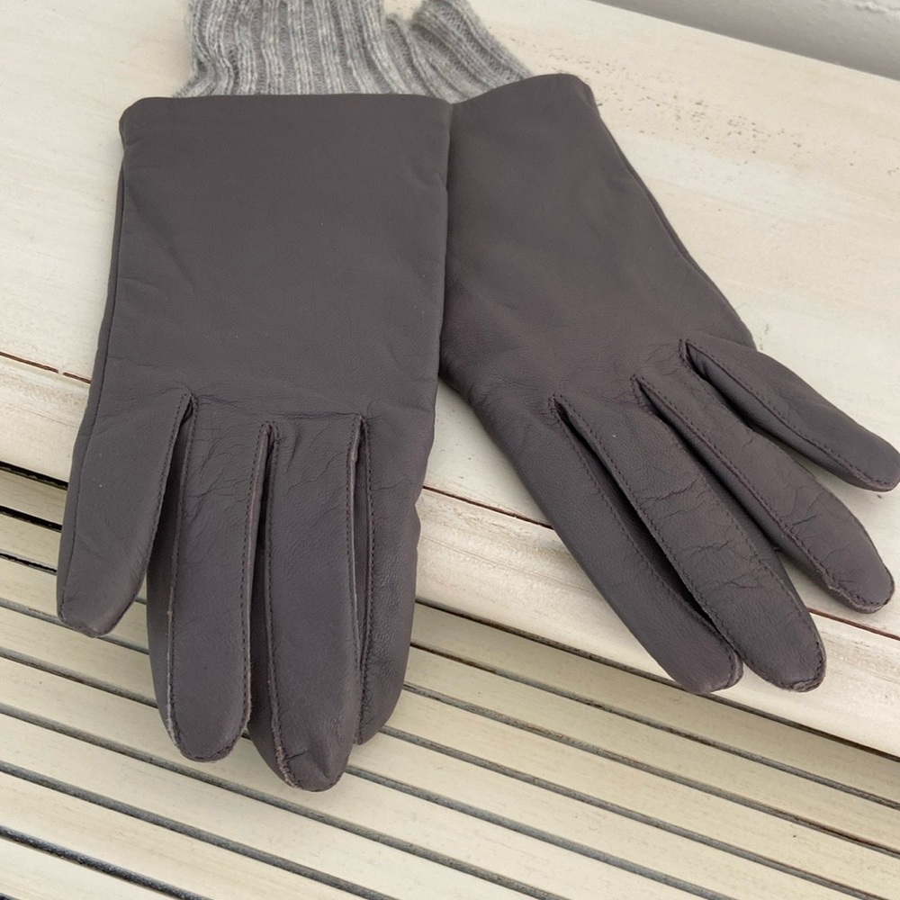 New With Tags Womens Banana Republic Grey Leather Driving Gloves For Winter - Picture 3 of 10